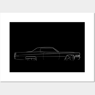1970 Cadillac Coupe De Ville - profile stencil, white Posters and Art